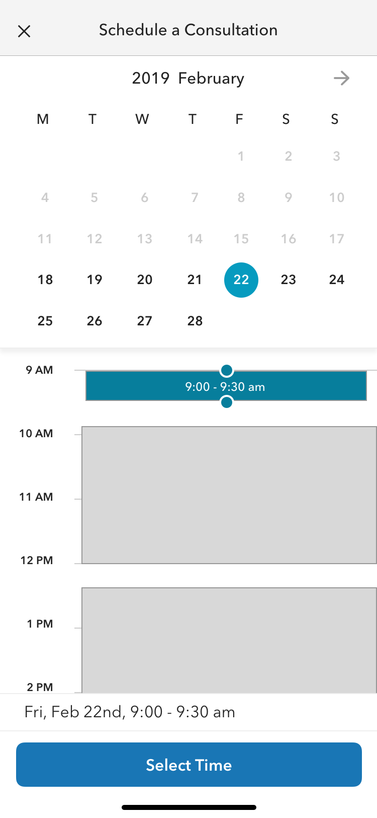 Calendar booking style